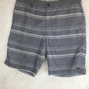 O'Neil Gray Cream Striped Board Shorts Men's Size 36